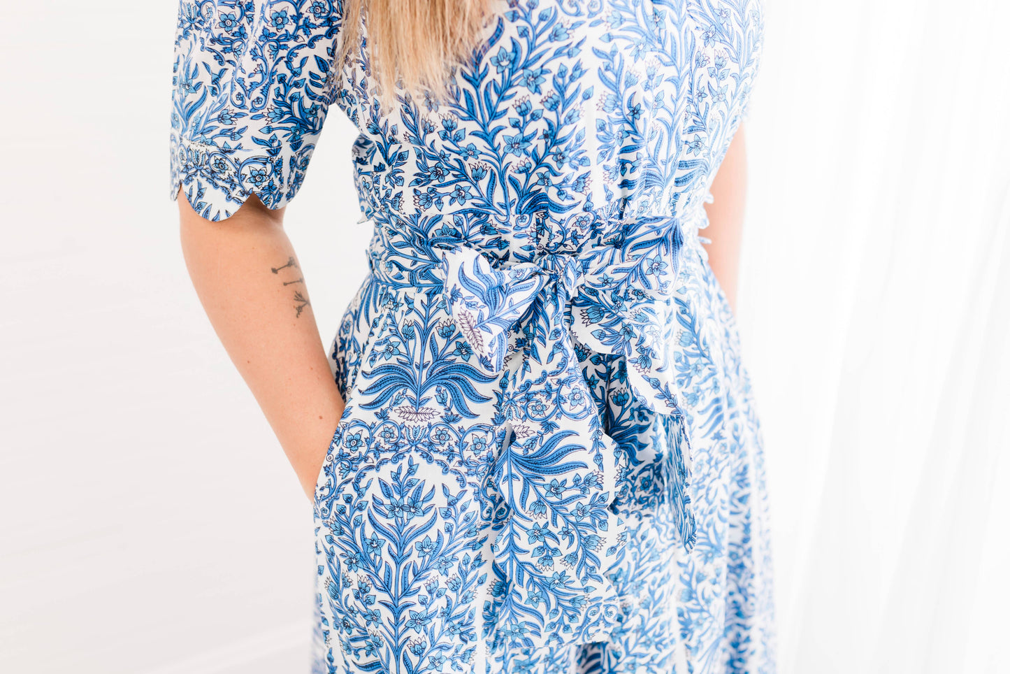 Blue Italian Grace Scalloped Dress 