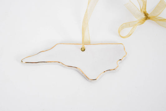 North Carolina Ornament in White | 22k Gold Edge