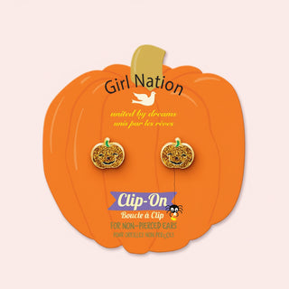 Girl Nation Sparkly Pumpkin Clip-On Earrings