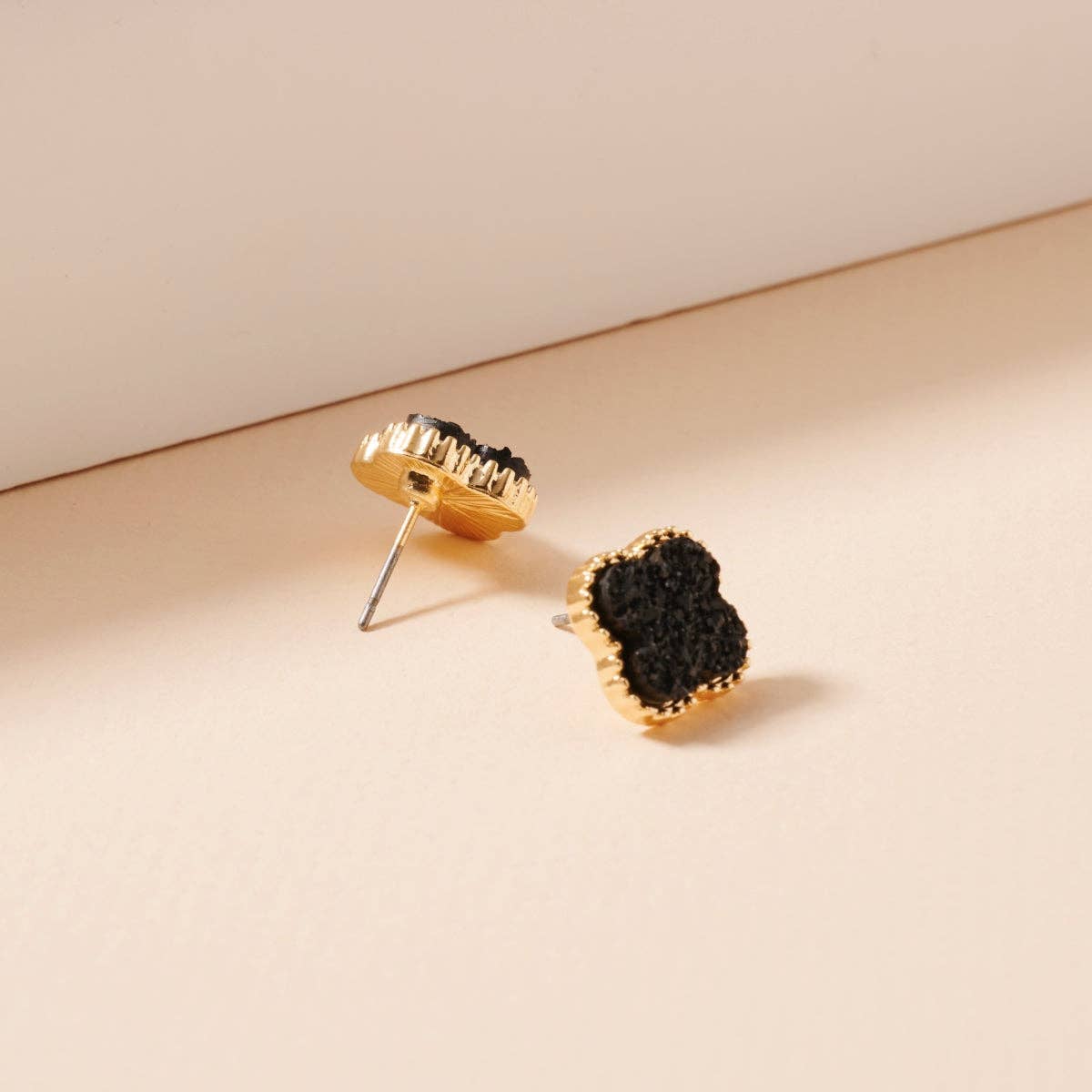 Mini Druzy Clover Stud Earrings