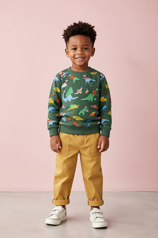Kids' Dinosaur Christmas Sweatshirt Long Sleeve Crewneck