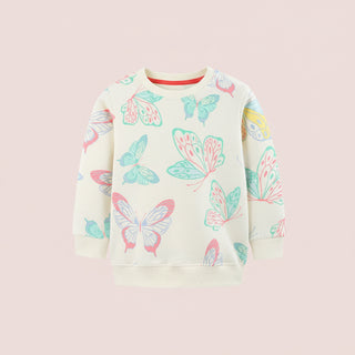Cute Butterfly Print Long Sleeve Sweatshirt for Girls