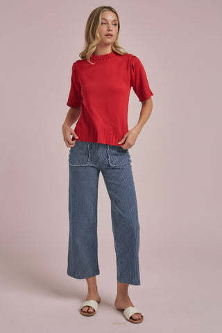 Women's Mid Rise Wide Leg Stripe Denim Jeans