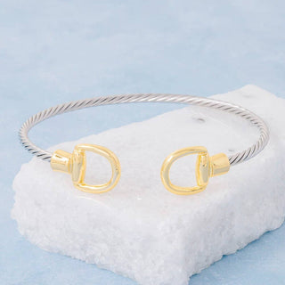 Stainless Steel Two Tone D Link Rope Cuff Bracelet