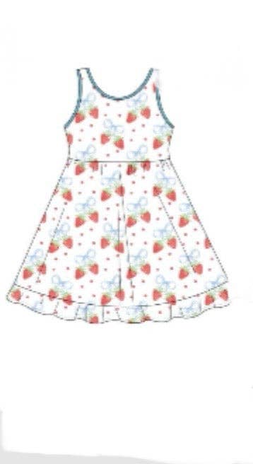 Strawberries and Bows Razorback Twirl Dress