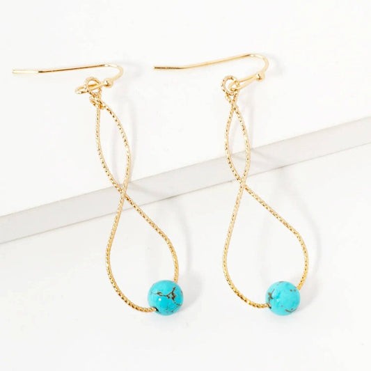 Semi-Precious Stone Accent Diamond-Cut Infinity Wire Earrings