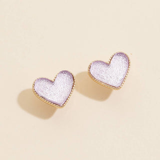 Heart Druzy Stone Stud Earrings