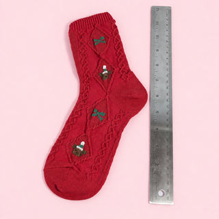 Cable Knit Teddy Bear Holiday Socks