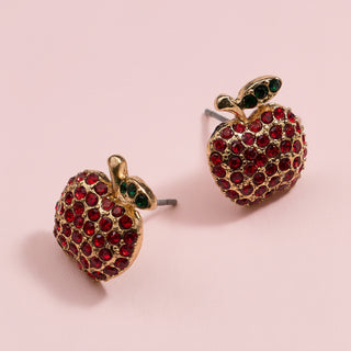 Pave Apple Post Earrings for Teacher's Day