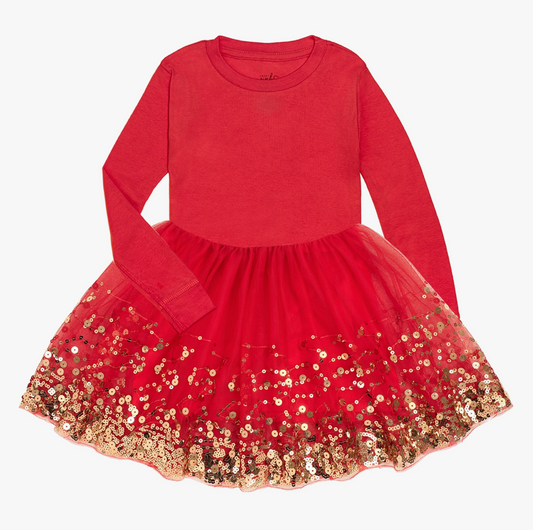 Red Sequin Dress - Long Sleeve Tutu Dress