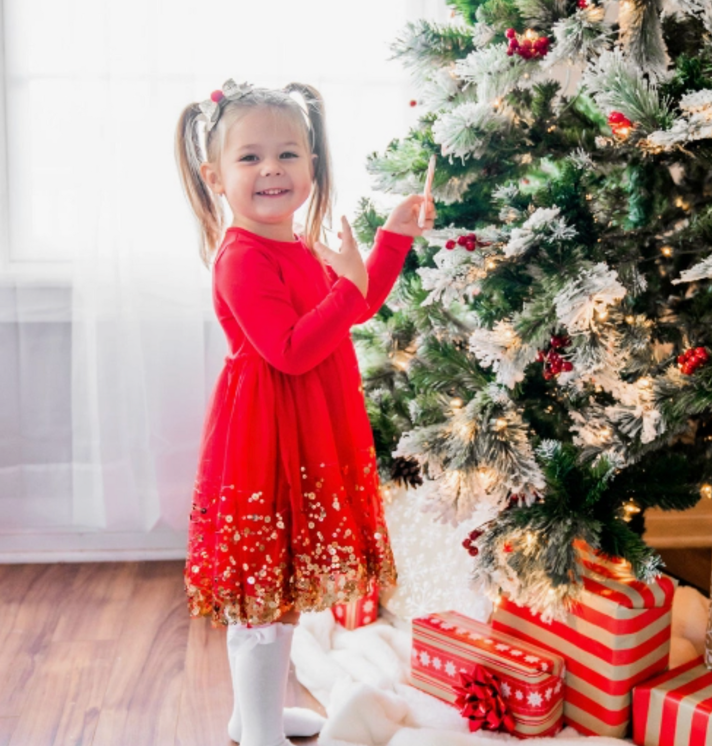 Red Sequin Dress - Long Sleeve Tutu Dress