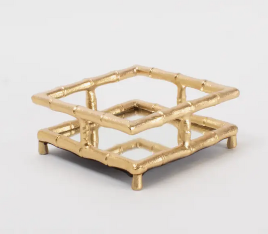 Gold Bamboo Cocktail Napkin Tray